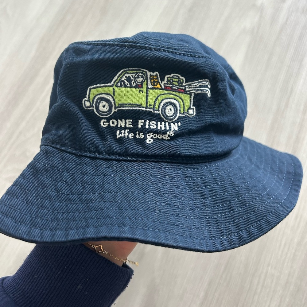 Life is Good Navy Hat with Embroidered Truck